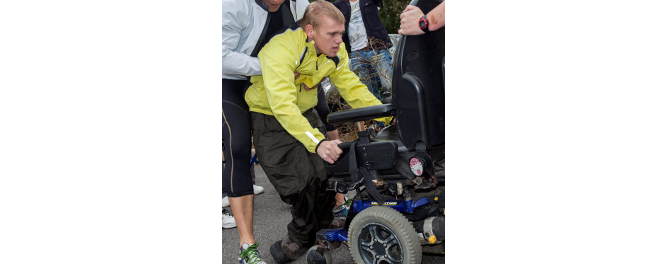 nick carr walking with wheelchair