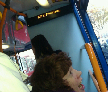 on a bus in London 1