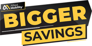 Sale Badge that says BIGGER SAVINGS to promote the Allied Mobility Used Sale