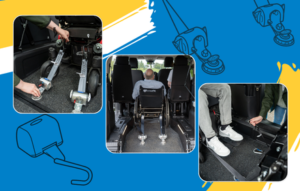 An Accessible Guide to Glasgow 2026” graphic featuring an accessible vehicle with ramp, wheelchair users, athletes, and Glasgow 2026 branding on a blue background.